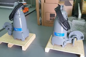 WTA Ex fornece e instala bombas submersíveis Flygt (Xylem) com controlo/arranque de nivel alternado automático